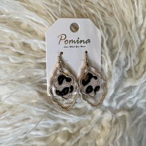 Gold tone Textured and Leopard Earrings